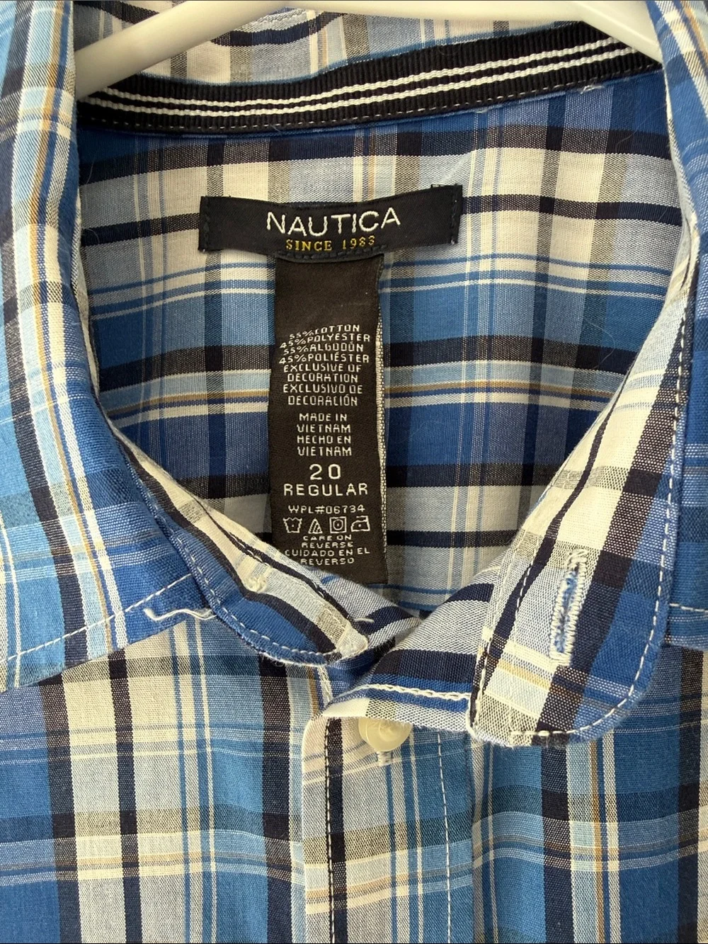 Nautica Boys Blue Plaid Button-Down Shirt Size 20